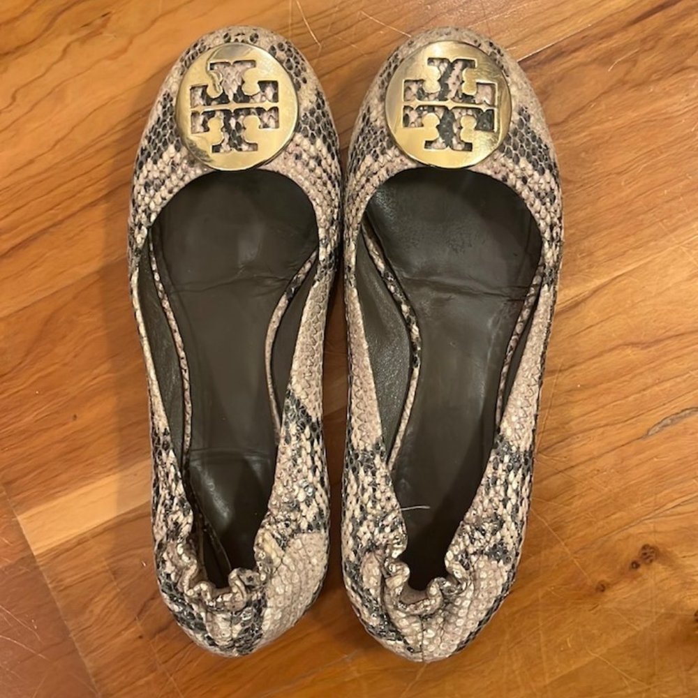 Tory Burch Snakeskin Reva Flats
